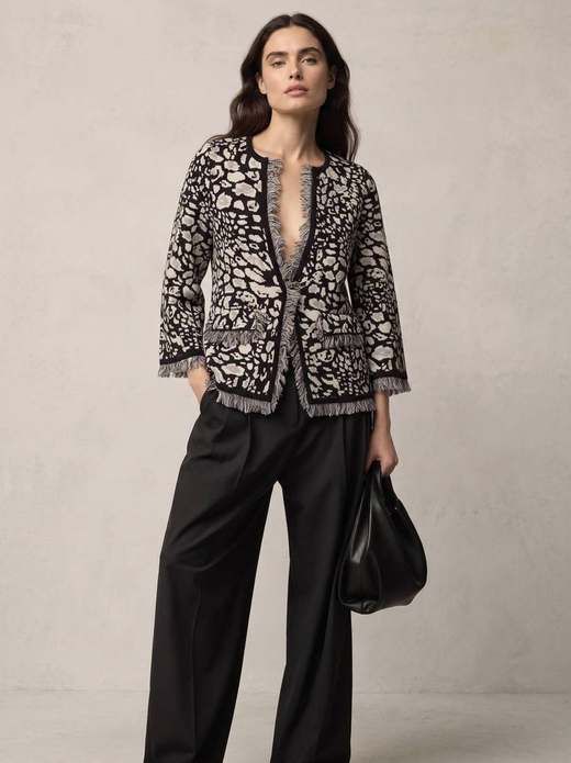 A Stratus Cotton jacquard jacket with fringed edges