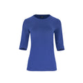 The Gee-Gee Stolen Softness crew neck elbow sleeve knit tee sweater top with clean silhouette, side slit, and shell-colored button detail