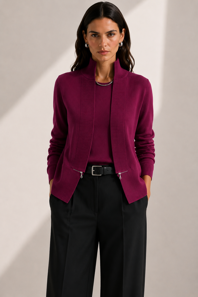 The Torino Zip Ribbed Cardigan
