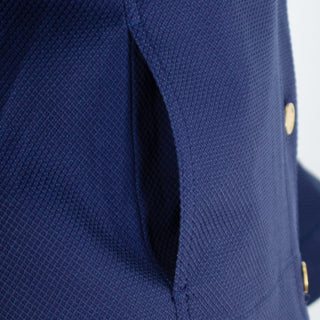 The Lisa Astra fabric stretch collared long sleeve jacket with vibrant floral print, front button closure, and front pocket details