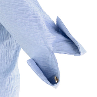 The Gabby Delphine stretch collared pop-over blouse shirt with structured collar, front button placket, and 3/4 sleeves