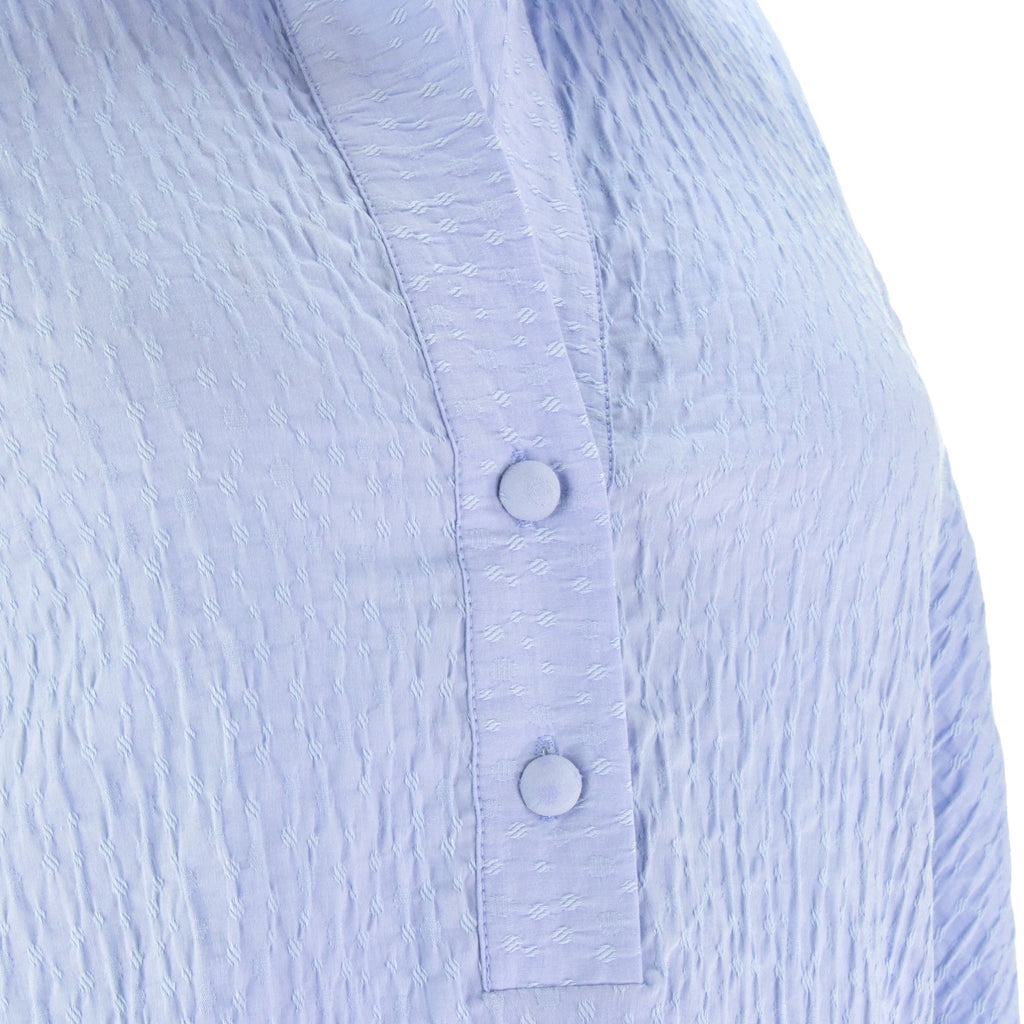  The Gabby Delphine stretch collared pop-over blouse shirt with structured collar, front button placket, and 3/4 sleeves
