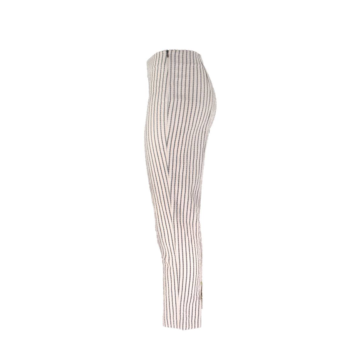 The Matera striped Calypso seersucker pull-on straight leg ankle pant with elastic waistband and lightweight textured finish