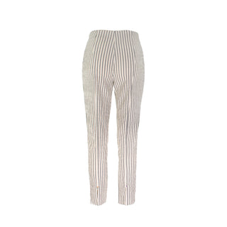 The Matera striped Calypso seersucker pull-on straight leg ankle pant with elastic waistband and lightweight textured finish