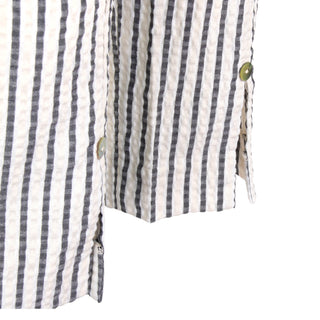 The Matera striped Calypso seersucker pull-on straight leg ankle pant with elastic waistband and lightweight textured finish