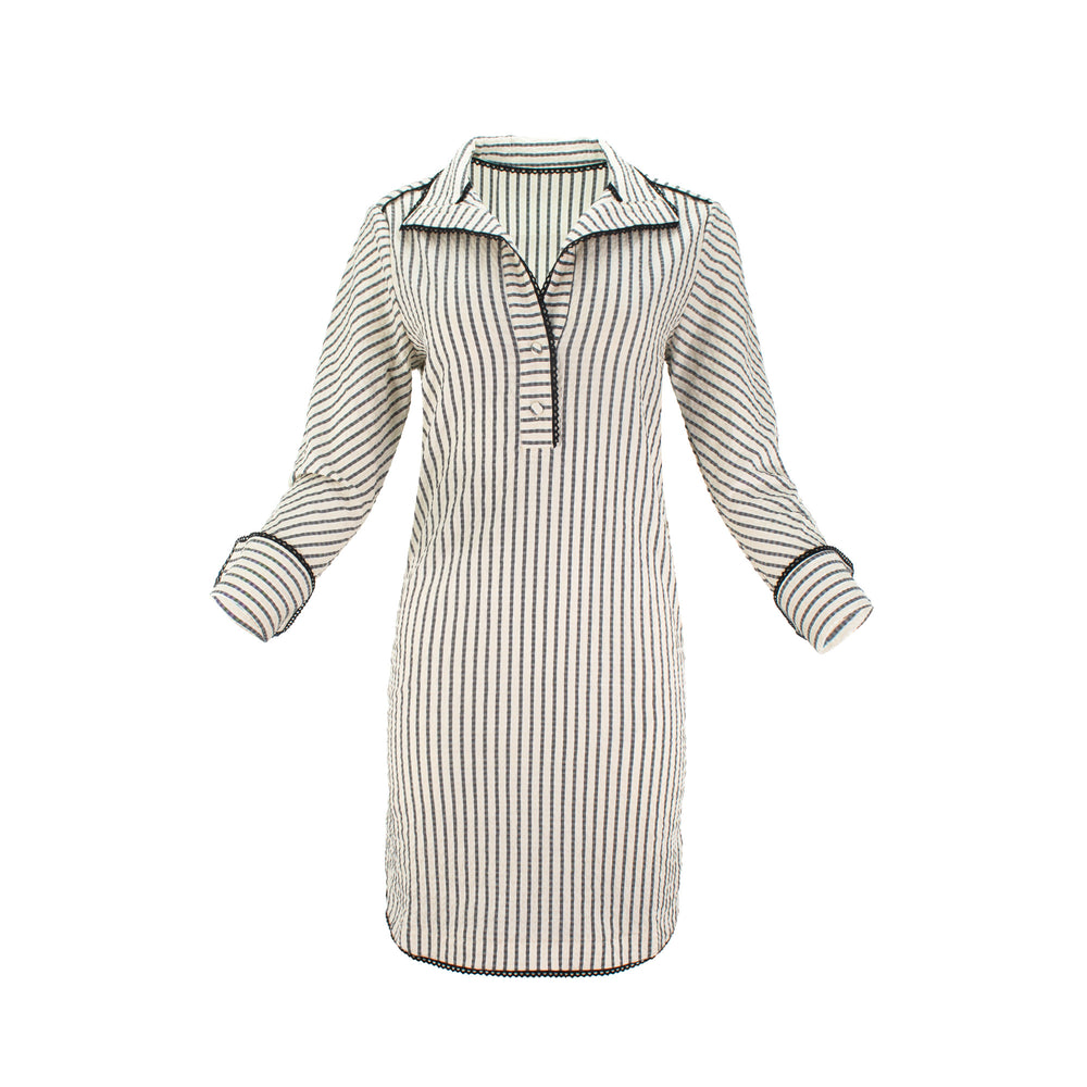 white and black striped long sleeve dress Fifteen Twenty Maddie Midi - Stripe Basic style Sheer One Sleeve Striped Maxi Dress