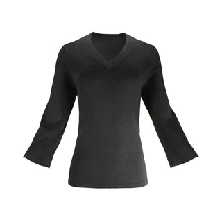 The Tide Airsilk cotton silk lightweight V-neck sweater top with relaxed fit, soft drape, and 3/4 sleeves designed for effortless layering