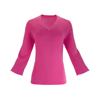 The Tide Airsilk cotton silk lightweight V-neck sweater top with relaxed fit, soft drape, and 3/4 sleeves designed for effortless layering