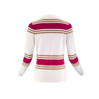 The Sirocco Stolen Softness striped zip-up cardigan jacket with collared neckline, fitted silhouette, and long sleeves