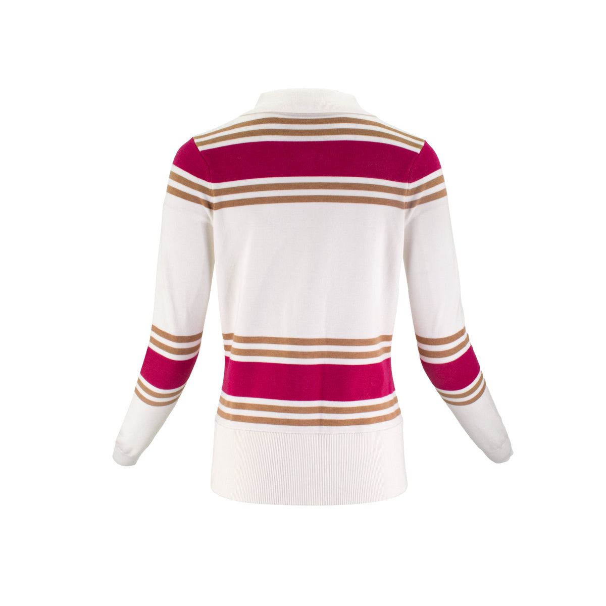 The Sirocco Stolen Softness striped zip-up cardigan jacket with collared neckline, fitted silhouette, and long sleeves