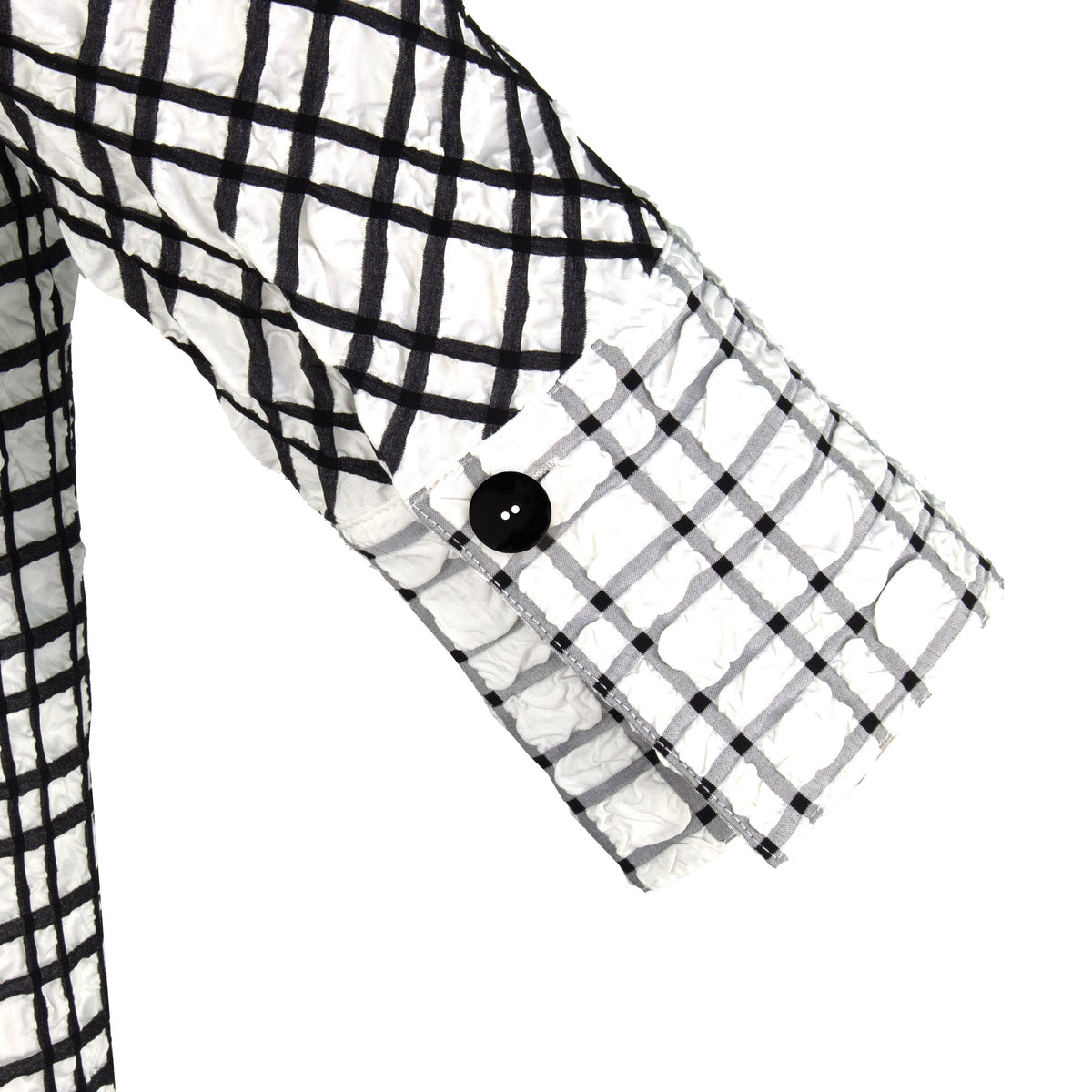 The Brittany striped stretch long sleeve collared pop-over dress with black Akoya buttons