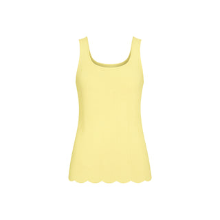 The Nomia Stolen Softness sleeveless knit shell tank with scoop neckline, thick straps, and scalloped hem detail