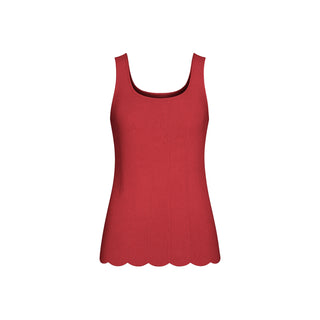 The Nomia Stolen Softness sleeveless knit shell tank with scoop neckline, thick straps, and scalloped hem detail