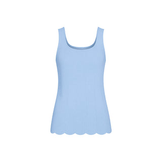 The Nomia Stolen Softness sleeveless knit shell tank with scoop neckline, thick straps, and scalloped hem detail