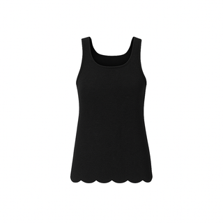 The Nomia Stolen Softness sleeveless knit shell tank with scoop neckline, thick straps, and scalloped hem detail