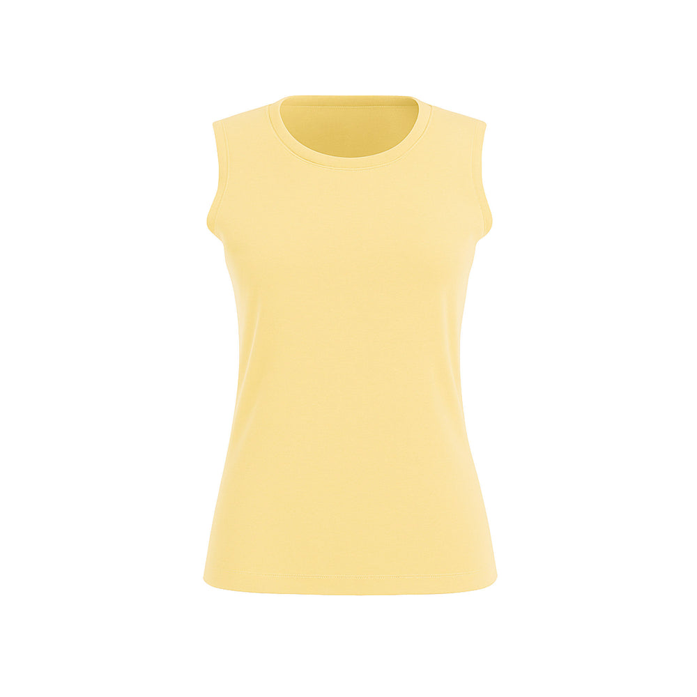 The Elevated Airsilk cotton silk sleeveless crew neck shell sweater with streamlined fit and clean armhole finish
