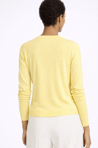 The Bayshore Airsilk cotton silk long sleeve button-front cardigan sweater with relaxed fit and hip length