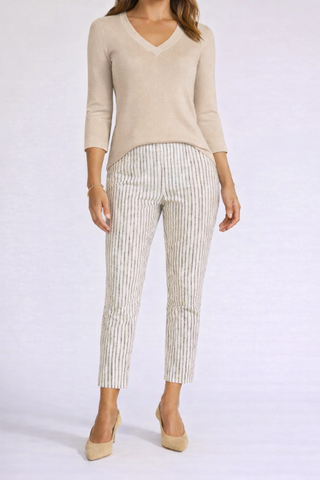 The Tide Airsilk cotton silk lightweight V-neck sweater top with relaxed fit, soft drape, and 3/4 sleeves designed for effortless layering