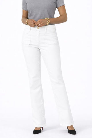 The Ardea stretch denim relaxed-fit full length jean pant with front zipper closure, belt loops, and pocket detailing