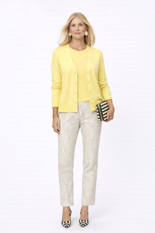 The Bayshore Airsilk cotton silk long sleeve button-front cardigan sweater with relaxed fit and hip length