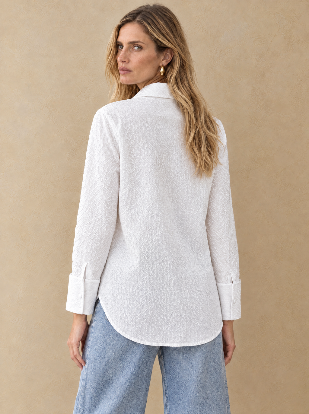 The Delphine Blouse in White, back