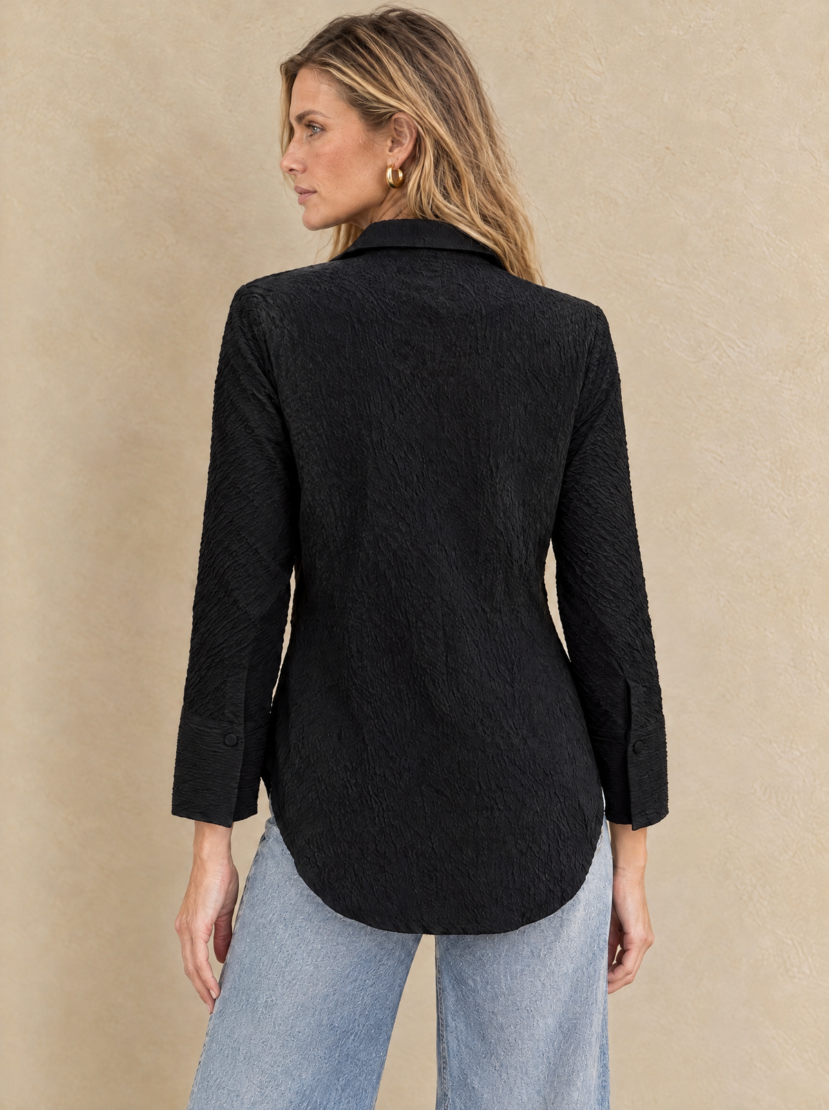 The Delphine Blouse in Black, back