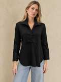 The Delphine Blouse in Black, front