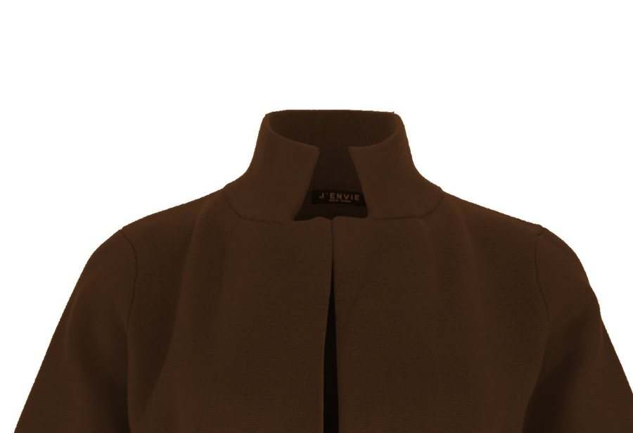 The Bristol stand collar in French Toast, showing the Milano double-knit surface