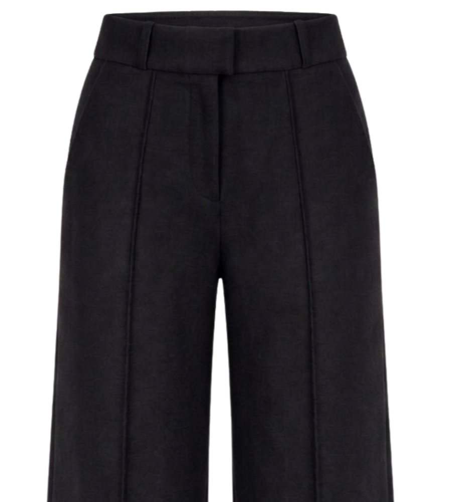The Fasano Pant, showing the pressed front seam knitted into the leg